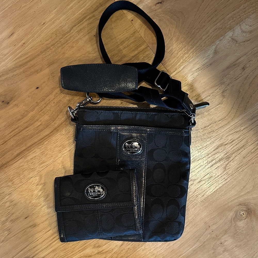 Black Crossbody Bag and Wallet Set